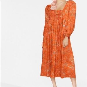 graphic-print square-neck midi dress